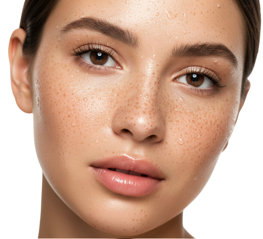 black or white background and add freckles to the face